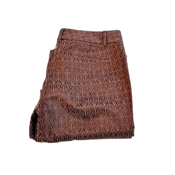Tahari Jacquard Printed Brown Flared Slack Pants Size 8 - Picture 1 of 7